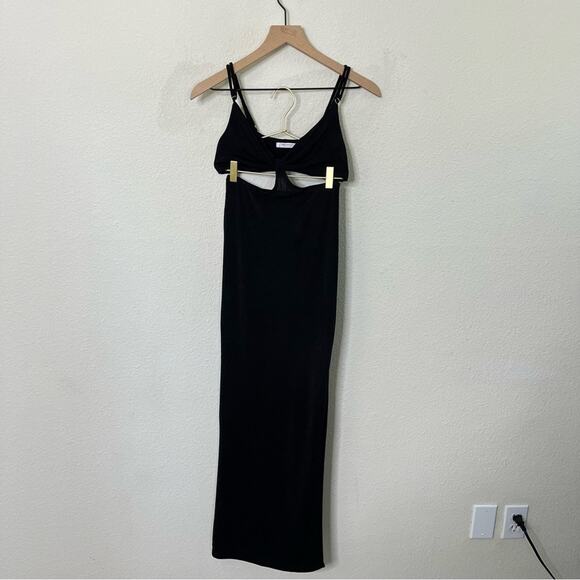 Peppermayo Black Cutout Front Open Back Midi Dress Womens Size 2 - Picture 5 of 10
